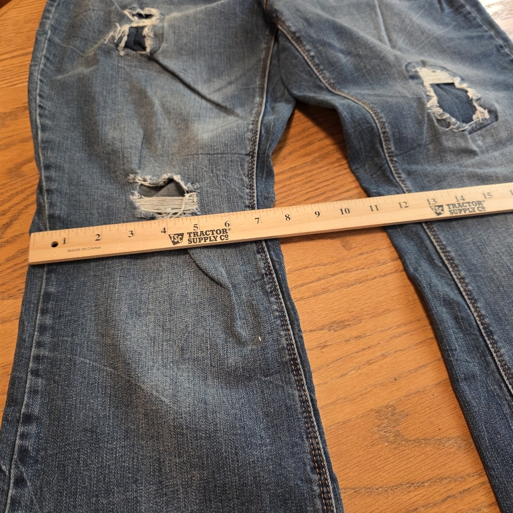 Faded Glory Distressed Patched Denim Blue Stretch Jeans Womens Plus Size 16W - Picture 13 of 16